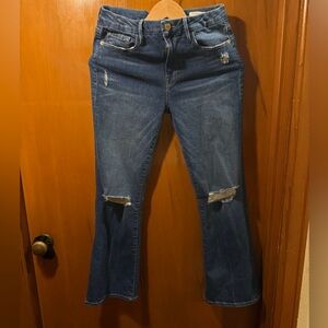 Frame Denim Blue Distressed Flare Jeans